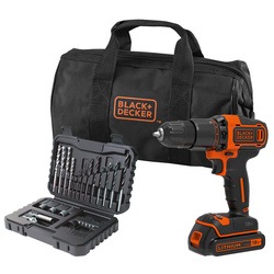 Black and Decker - 18V Lithiumion 2 Gear Hammer Drill with 15Ah Battery 32 Piece Accessory set  400mA Charger in a Soft Bag - BCD700S32