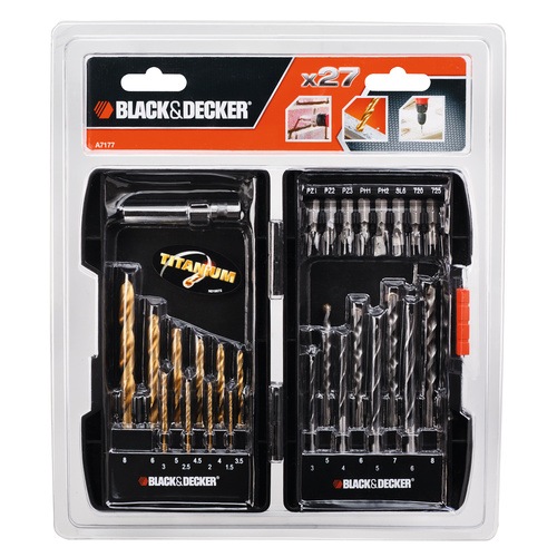 Black And Decker - 27 Piece Mixed Case with Tin Bits - A7177