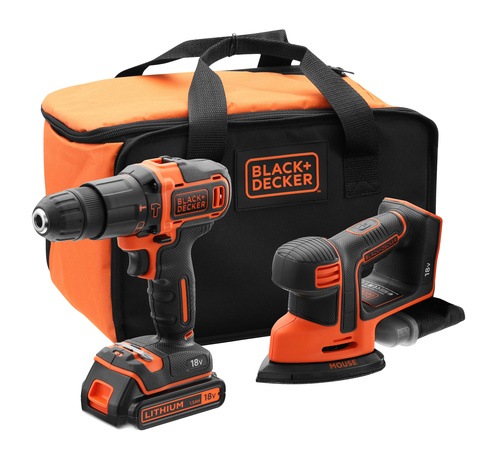 Black and Decker - 18V Hammer Drill and Detail Sander with Battery and Charger in Soft bag - BCK23S1S