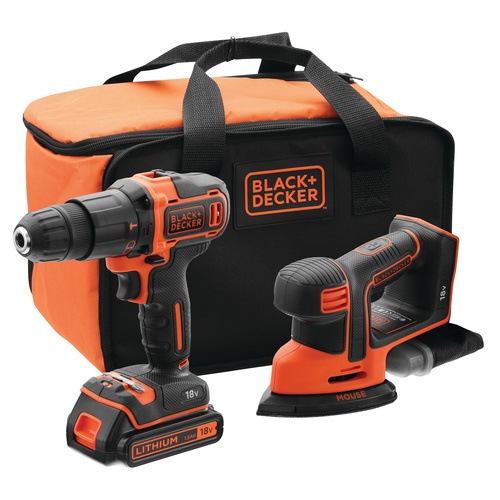 18V Hammer Drill and 18V Detail Sander with 2 Batteries, 1 Fast Charger