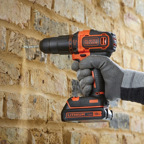Black and Decker - 18V Lithiumion 2 Gear Hammer Drill with one Battery  Charger - BDHD18