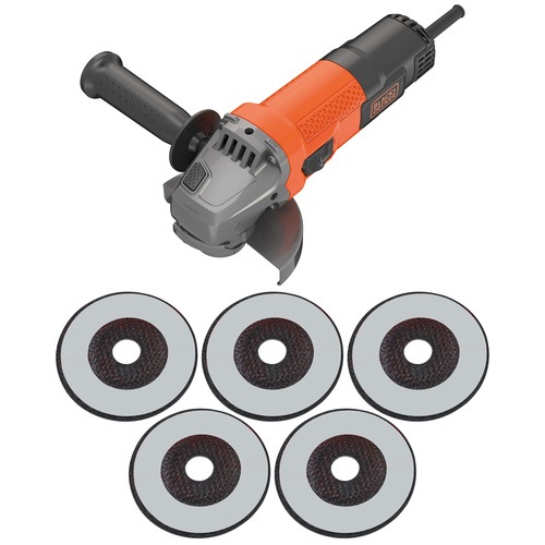 Black and Decker - 750W 115mm Angle Grinder with 5 Cutting Discs - BEG110A5