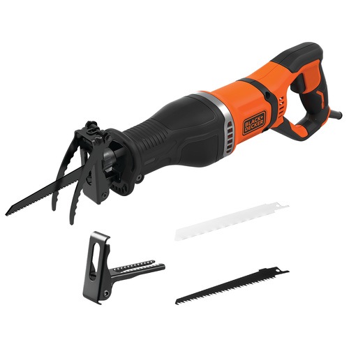 Black and Decker - 750W Corded Reciprocating Saw with Branch Holder and 2x Blades in Kit Box - BES301K
