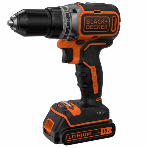 Black and Decker - 18V Lithiumion Brushless 2 Gear Drill Driver  2 Batteries  400mA charger  Kit Box - BL186KB