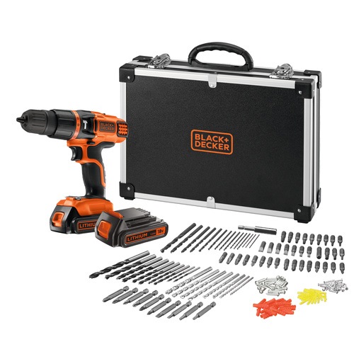 Black and Decker - 18V Lithiumion Cordless Hammer Drill with additional battery and 160 accessories in storage case - EGBL188BAFC