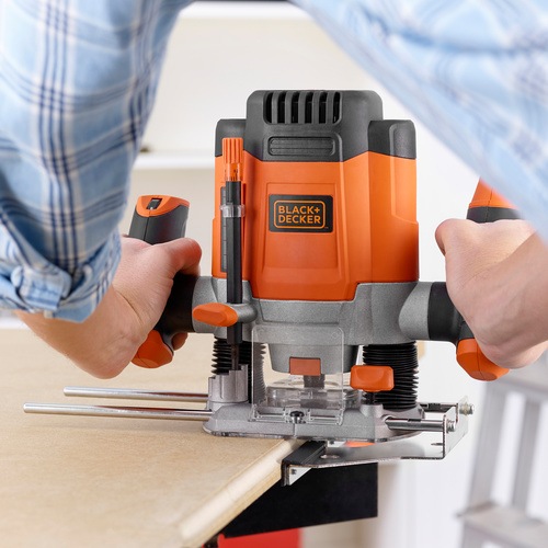 Black and Decker - 1200W 635mm Plunge Router with Accessories and Kitbox - KW1200EKA